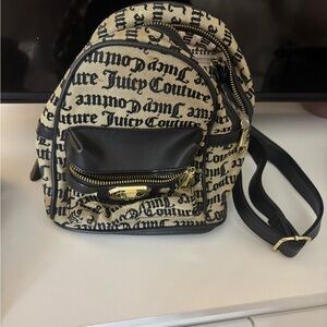Juicy Couture Black and Tan Logo Mini Backpack